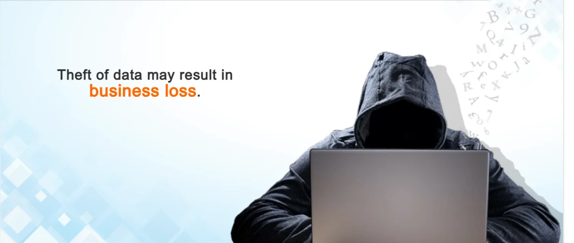 Short Information Security Awareness module screen: “Theft of data may result in business loss.”
