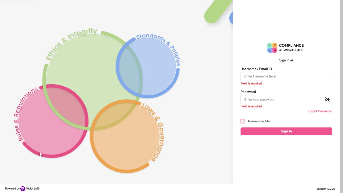 Compliance@Workplace platform dashboard